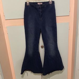 Free People high waisted bell bottoms with stretch .